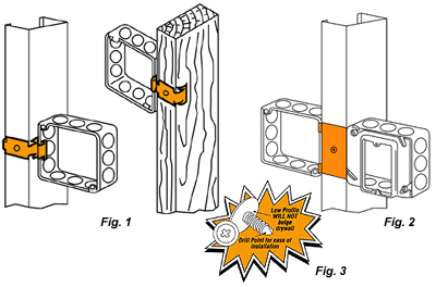 Snap On Box Supports for metal/wood studs applications