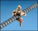 Put the clamp on the rebar, water pipe or ground rod